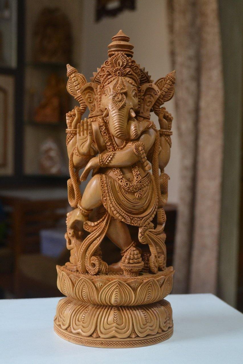 Sandalwood Dancing Ganesha Decorative Statue – Malji Arts India ...