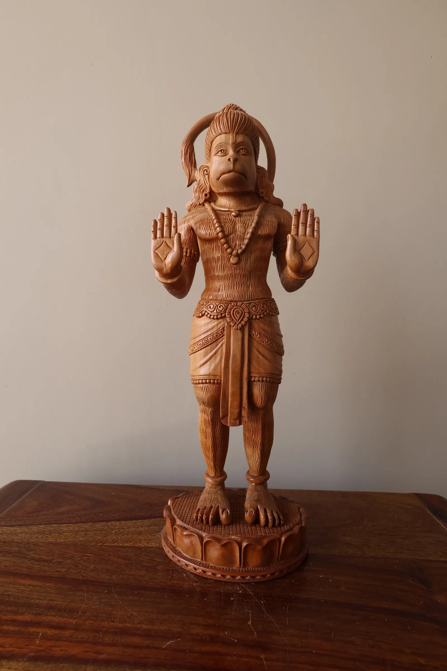 Sandalwood Fine Carved Lord Hanuman Blessing