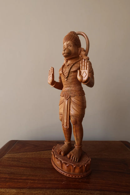 Sandalwood Fine Carved Lord Hanuman Blessing