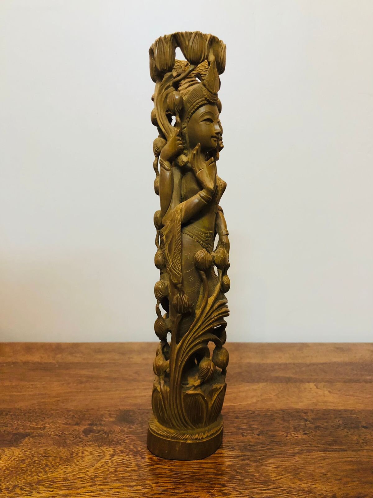 Sandalwood Older Fine Hand popular Carved Rare Laxmi Statue